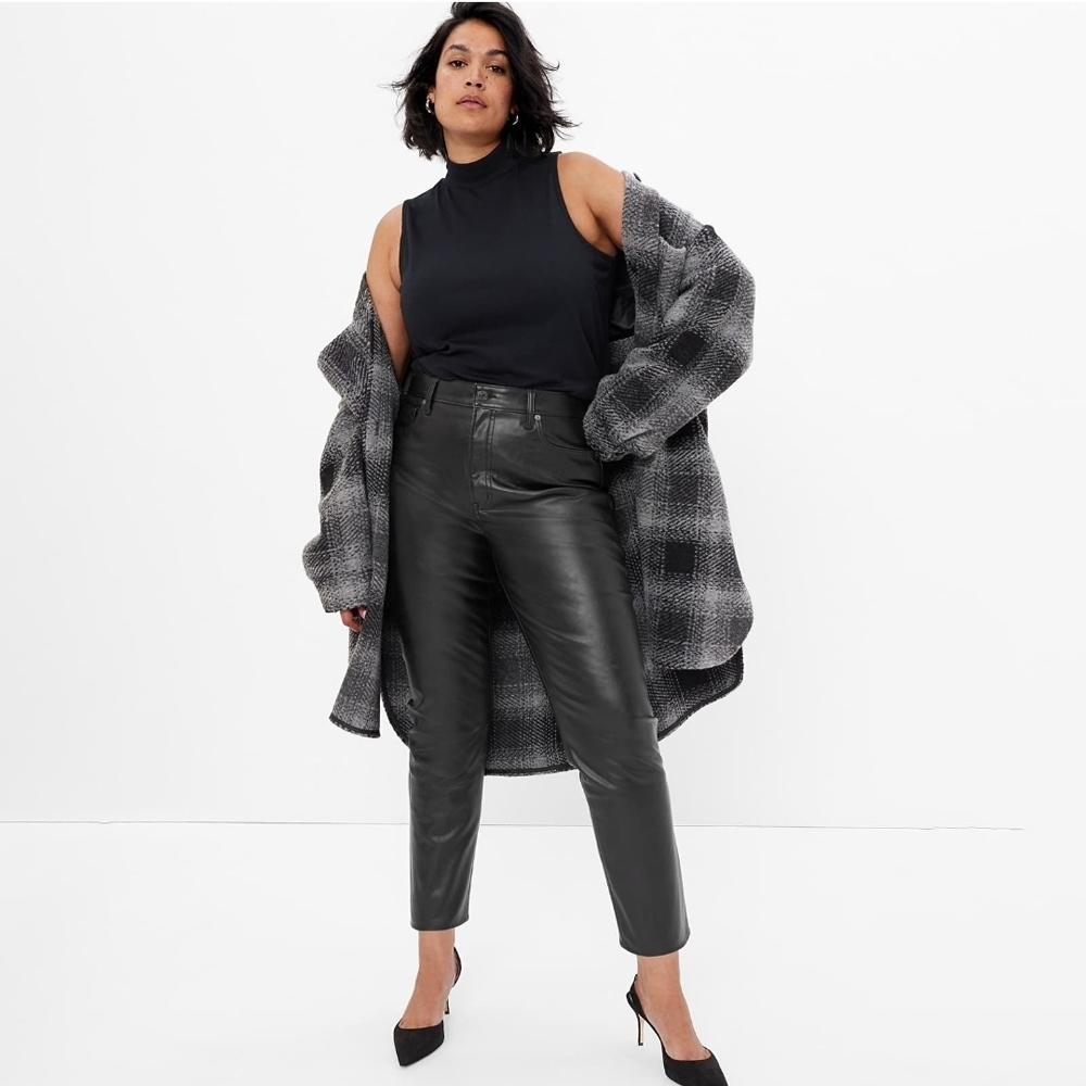 GAP Black Faux Leather High-Rise Pants
